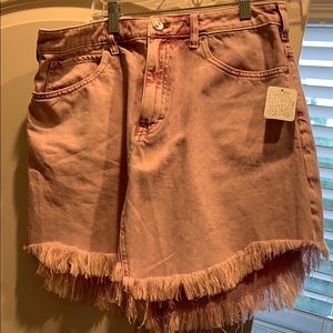 Pink denim skirt